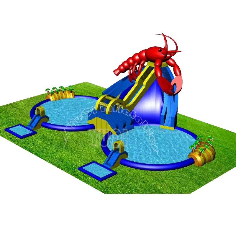 Commercial inflatable water park equipment with slide and pool for outdoor land YQ76