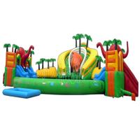 Dinosaur theme inflatable water park with pool for kid
