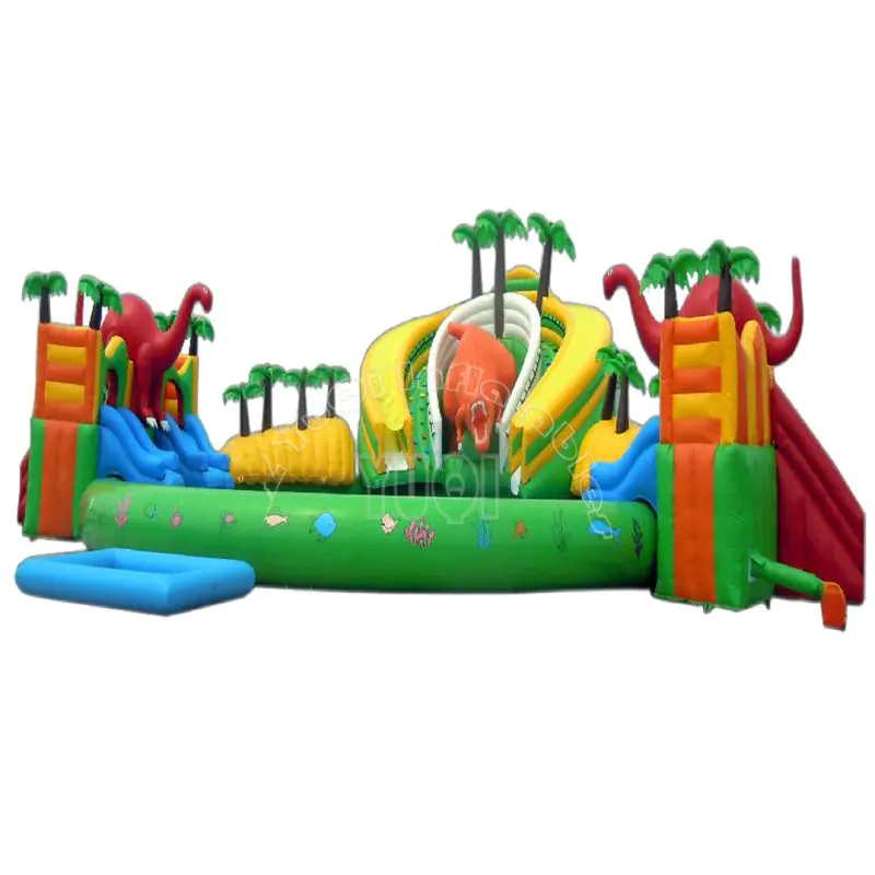 Dinosaur theme inflatable water park with pool for kid