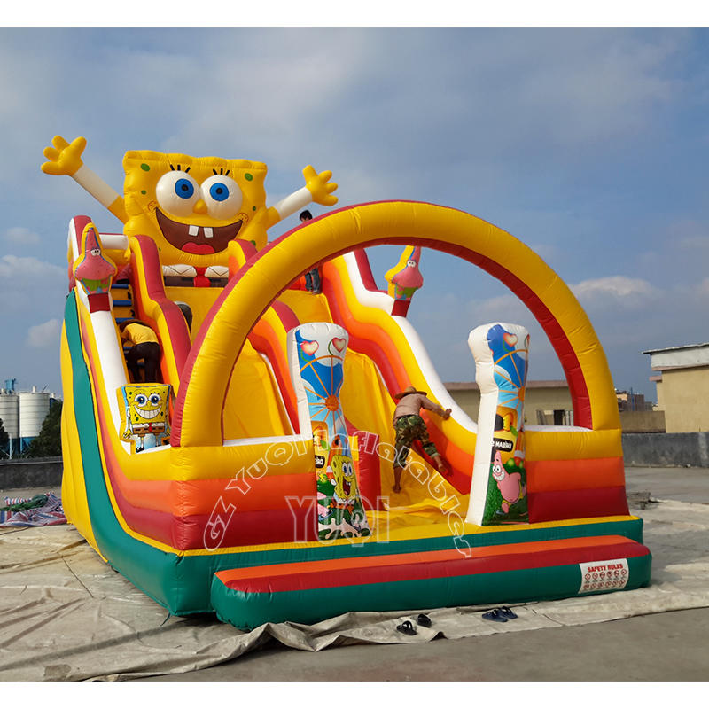 YQ323 0.55mm PVC tarpaulin double lane bouncy castle cartoon inflatable slide for sale