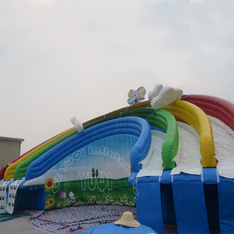 YUQI Amusement park inflatable land triple splash water slide with pool