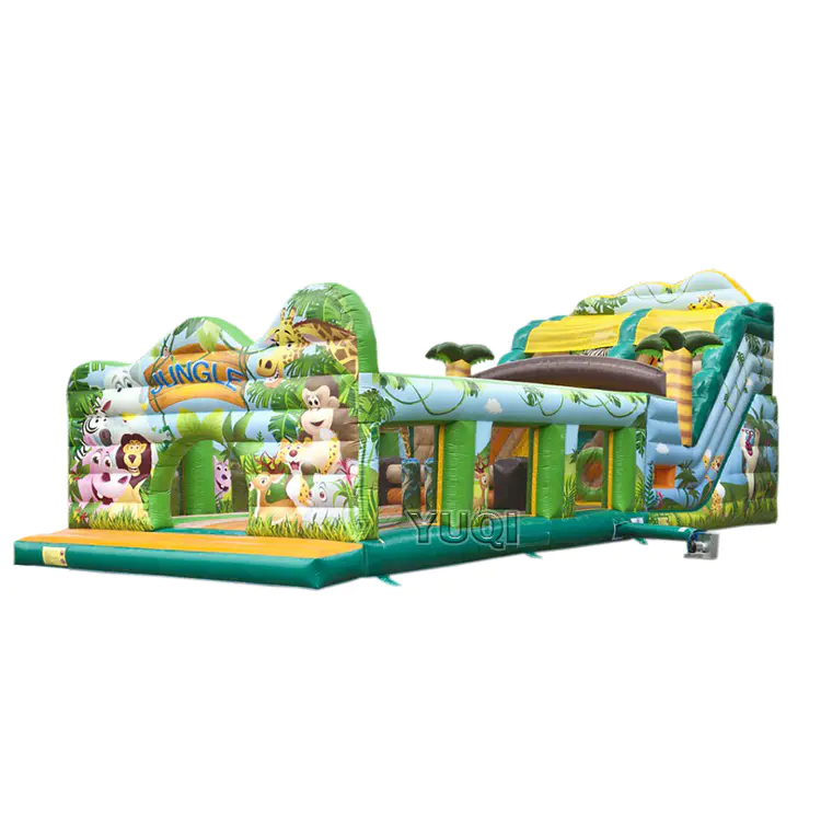 inflatable jungle adventure bouncing climbing slide combo playground