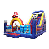 Certificated kids inflatable football bouncing slide combo playground